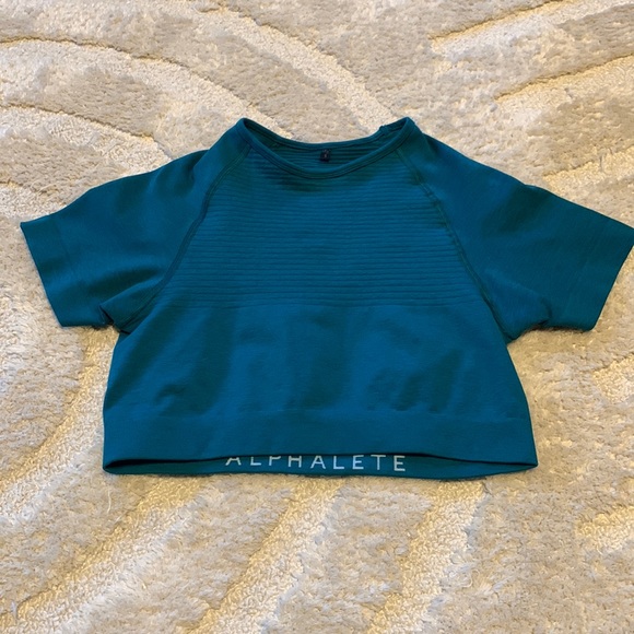Alphalete Revival Crop Top in Teal - Picture 2 of 7